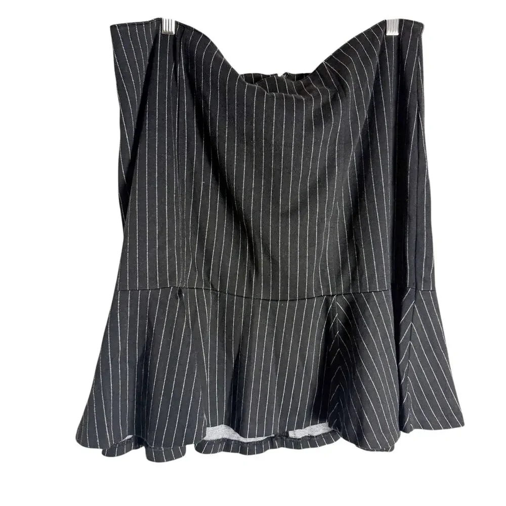 Lane Bryant Black White Pinstripe Flare Flounce Mini Skirt Plus Size 18